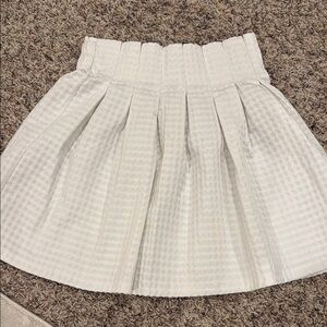 White Pleated Mini Skirt - Elastic Waistband